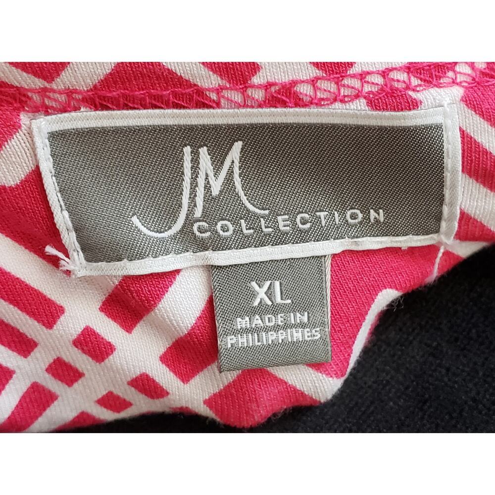 JM Collection Shift Dress Womens XL Pink White Geometric Round Neck Pullover - Picture 3 of 11